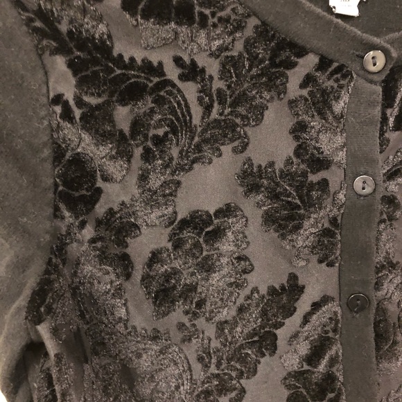 NWT black cardigan with velvet(y) design! - Picture 3 of 5